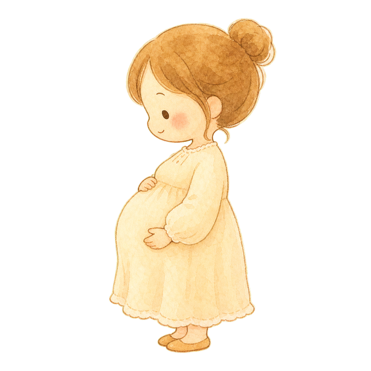 妊娠中の女性がお腹に手をあてている様子